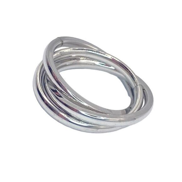 Silver interlocking rings fidget anti anxiety ring size 5 - Picture 3 of 4
